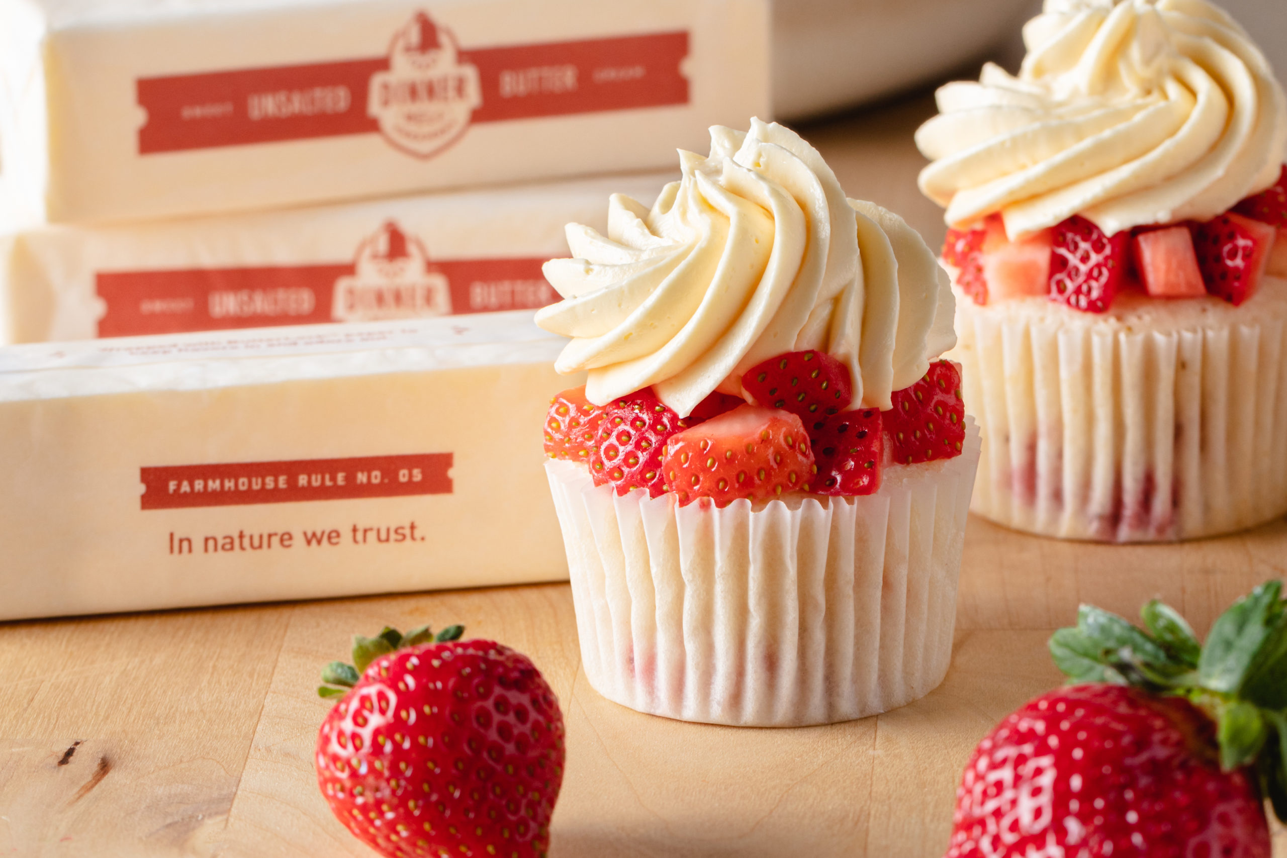 Fresh Strawberry Cupcakes - Dinner Bell Creamery