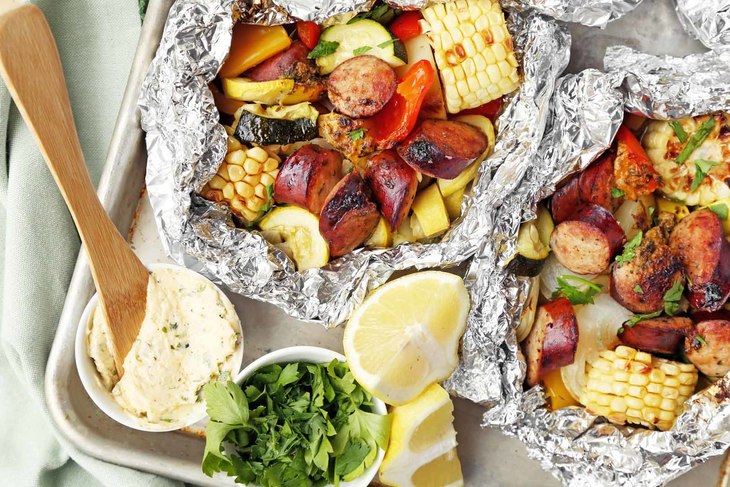 sausage and summer veggie grill packets